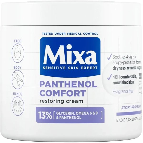 Mixa Panthenol Comfort καταπραϋντική κρέμα προσώπου και σώματος για ατοπικό δέρμα 400ml