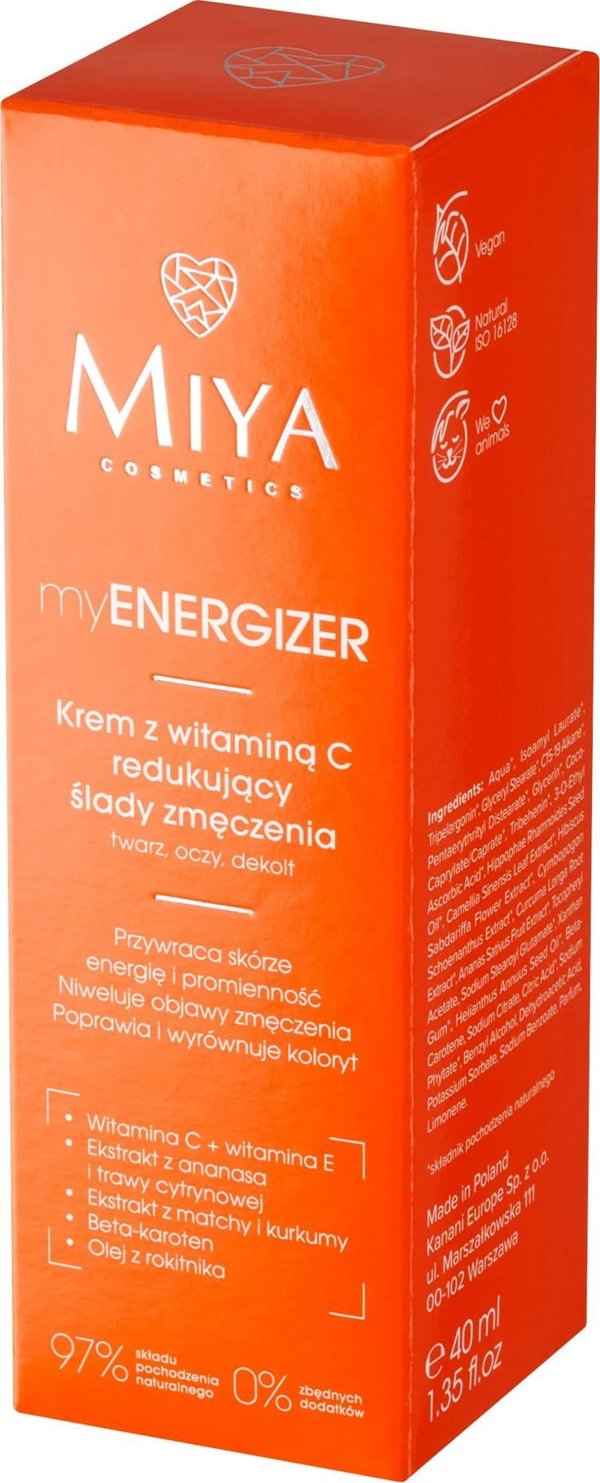 Miya MyEnergizer Κρέμα Προσώπου με Βιταμίνη C για Μείωση Σημαδιών Κόπωσης, 40ml