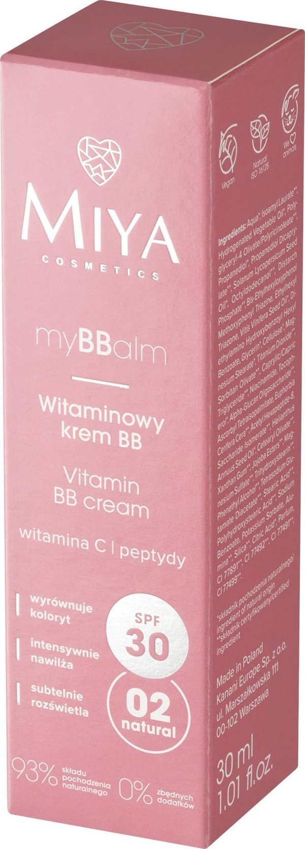 Miya MyBBalm Βιταμινούχα Κρέμα BB με SPF30, Απόχρωση 02, 30ml