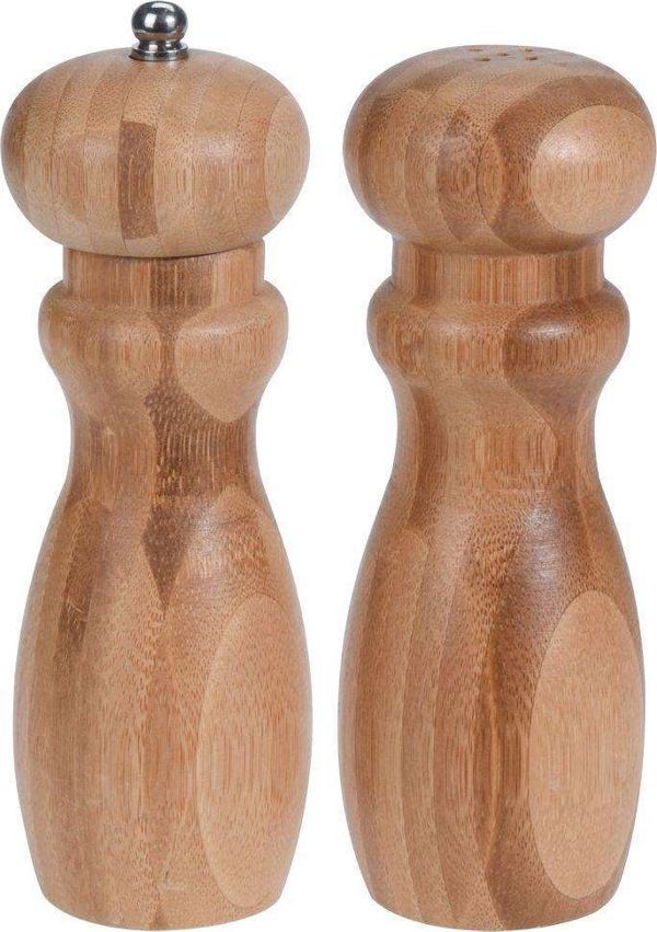 Excellent Houseware Σετ Μύλος Πιπεριού και Αλατιέρα από Μπαμπού με Κεραμικό Μηχανισμό