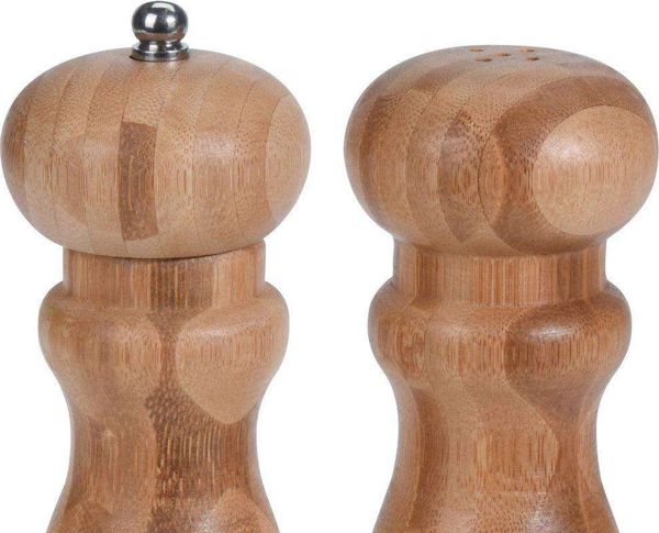 Excellent Houseware Σετ Μύλος Πιπεριού και Αλατιέρα από Μπαμπού με Κεραμικό Μηχανισμό