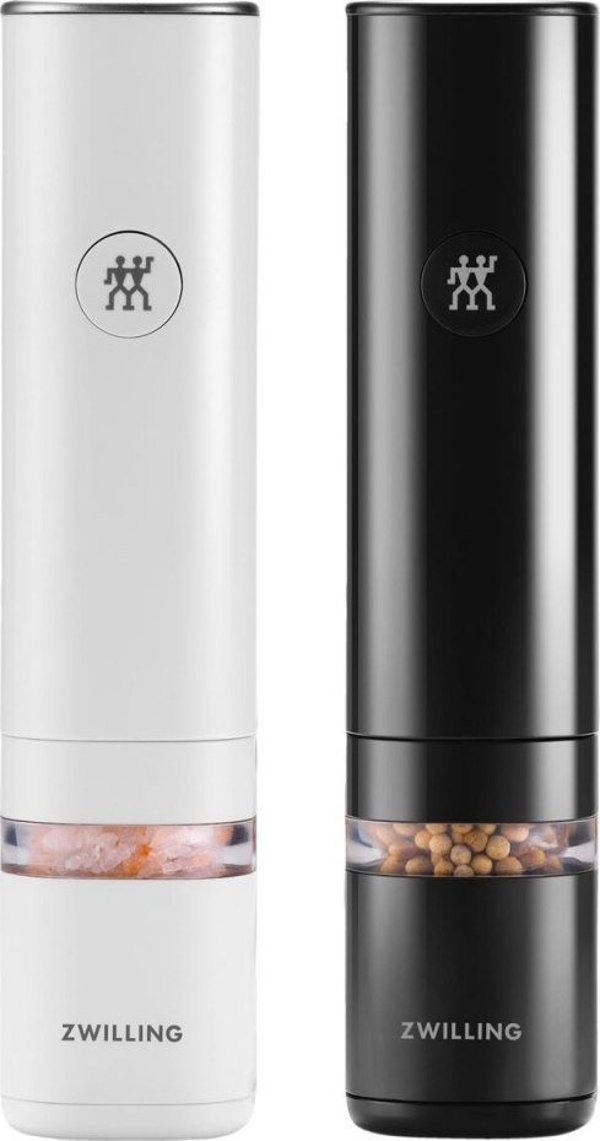 Zwilling Enfinigy Μύλοι Μπαχαρικών, Σετ 2 Τεμαχίων, Ηλεκτρικοί με Κεραμικό Μηχανισμό, Φωτισμό LED, Μαύρο/Λευκό, 53103-702-0