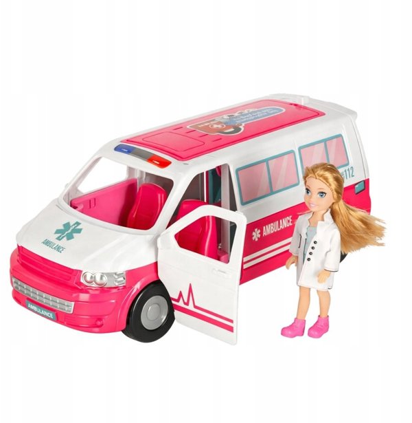 Mobilny Szpital Karetka Ambulans 2W1 Lalka Doktor Akcesoria Medyczne
