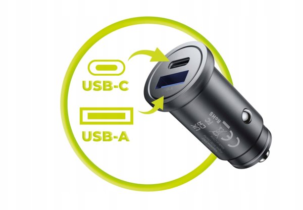 Mobile Origin CA12 Φορτιστής Αυτοκινήτου 30W - USB-C & USB-A Metal