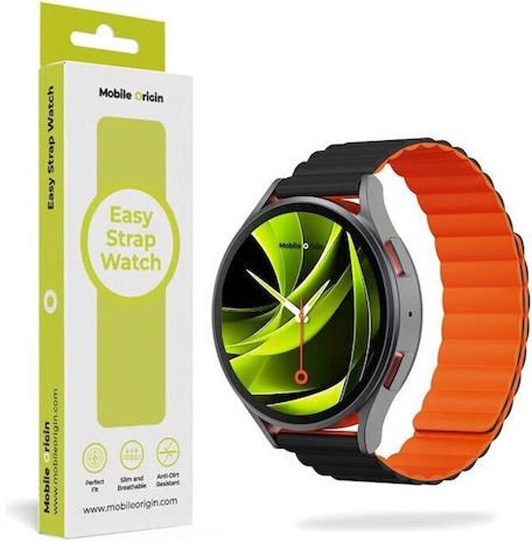 Mobile Origin Easy Strap Magnetic Watch 22mm Black/Orange