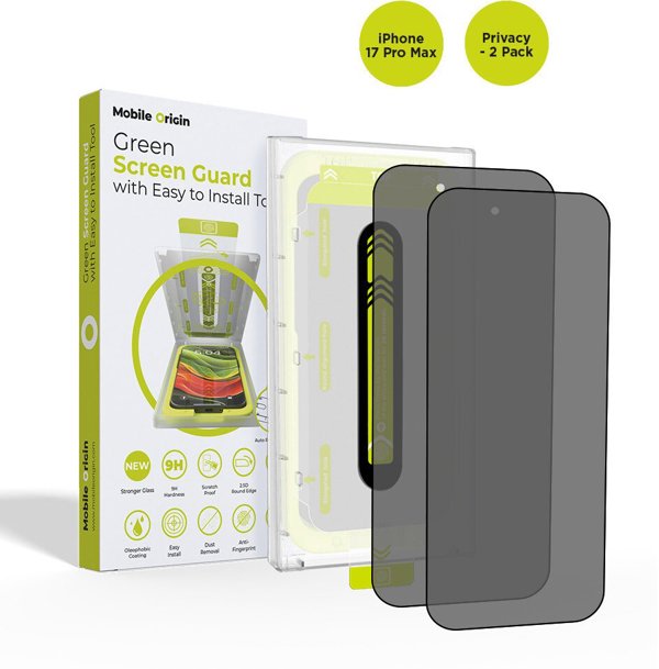 Mobile Origin Screen Guard Privacy with easy applicator, 2 pack - iPhone 17 Pro Max