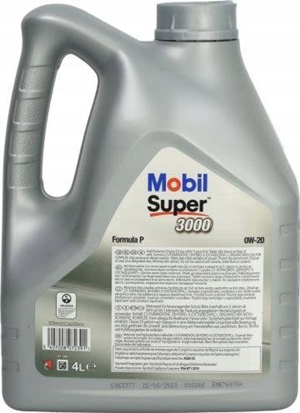 Mobil Λάδι SUPER 3000 FORMULA P 0W/20 συνθετικό για κινητήρες 4 L