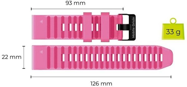 Mobile Origin Easy Strap Silicone Watch 22mm Pink