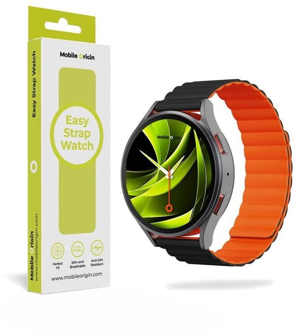 Mobile Origin Easy Strap Magnetic Watch 20mm Black/Orange