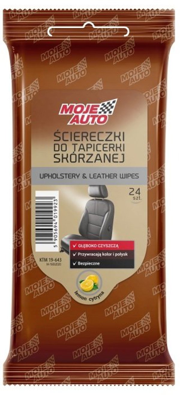 Moje Auto Μαντηλάκια για Δερμάτινη Ταπετσαρία 24 τεμ. Λεμονιού