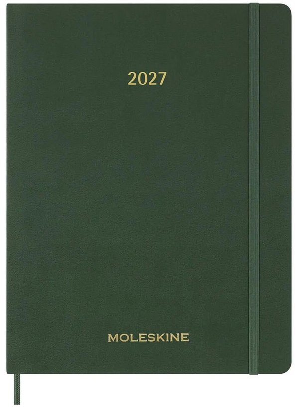 Moleskine Kalendarz tygodniowy wertykalny MOLESKINE 2027, 13M, XXL, 23,5x38cm, miękka oprawa, myrtle green