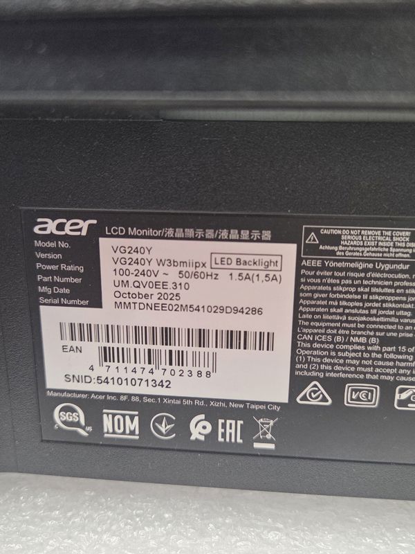 Monitor Acer VG240YW3bmiipx (UM.QV0EE.310) [outlet]