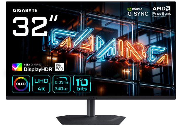 Gigabyte MO32U 31.5" 4K UHD QD-OLED Gaming Monitor - Μαύρο