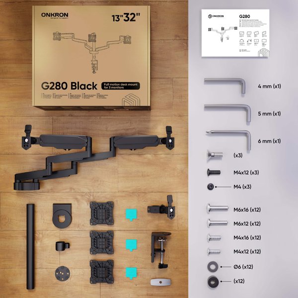 MONITOR ACC DESK MOUNT/13-32" BLACK G280-B ONKRON