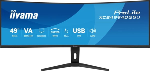 Monitor iiyama iiyama ProLite XCB4994DQSU-B1 monitor komputerowy 124,5 cm (49'') 5120 x 1440 px Dual QHD LCD Czarny