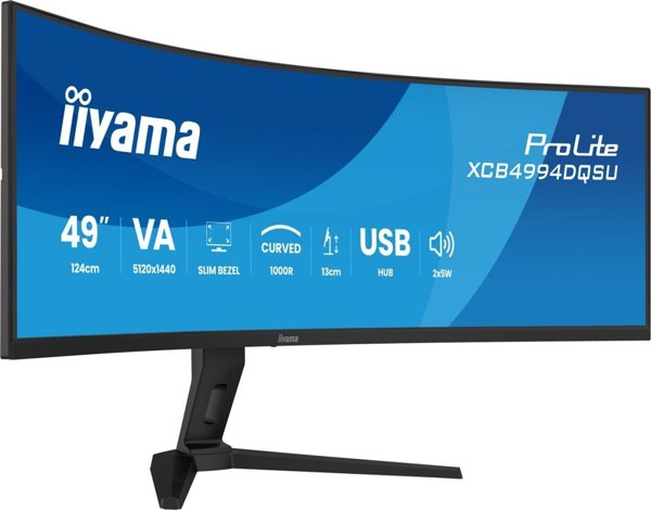 Monitor iiyama iiyama ProLite XCB4994DQSU-B1 monitor komputerowy 124,5 cm (49'') 5120 x 1440 px Dual QHD LCD Czarny