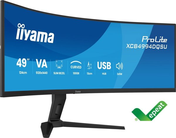 Monitor iiyama iiyama ProLite XCB4994DQSU-B1 monitor komputerowy 124,5 cm (49'') 5120 x 1440 px Dual QHD LCD Czarny