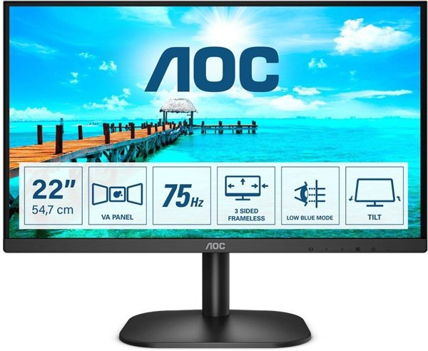 Monitor AOC B2 22B2H monitor komputerowy 54,6 cm (21.5'') 1920 x 1080 px Full HD LED czarny (274175)