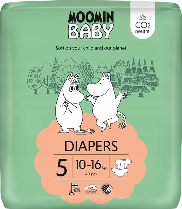 Muumi Baby Πάνες 5 Maxi (10-16 kg), Οικολογικές Πάνες, 40 Τεμάχια
