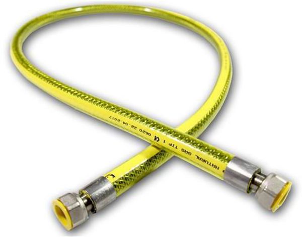 Mora σωλήνας αερίου με επίστρωση PVC F1/2-F1/2 μήκος 2000mm με δύο περιστρεφόμενα παξιμάδια (5840215)