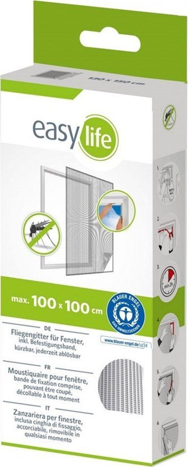 Κουνουπιέρα Παραθύρου Easy Life Mako 100x100cm Λευκή Πολυεστερική με Ταινία Velcro