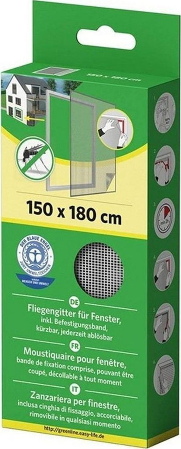 Κουνουπιέρα Παράθυρο 150x180 Λευκή Πολυεστέρας + Ταινία Velcro