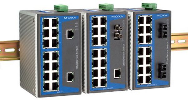 Moxa EtherDevice Switch EDS-316, Multi Mode, ST Connector (-40 - 75C) Nie zarzadzany