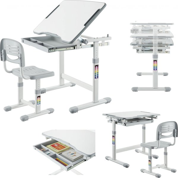 Mozos DC-SET Εργονομικό Σετ Παιδικού Γραφείου και Καρέκλας με Ρυθμιζόμενο Ύψος και Κλίση, 664x474 mm