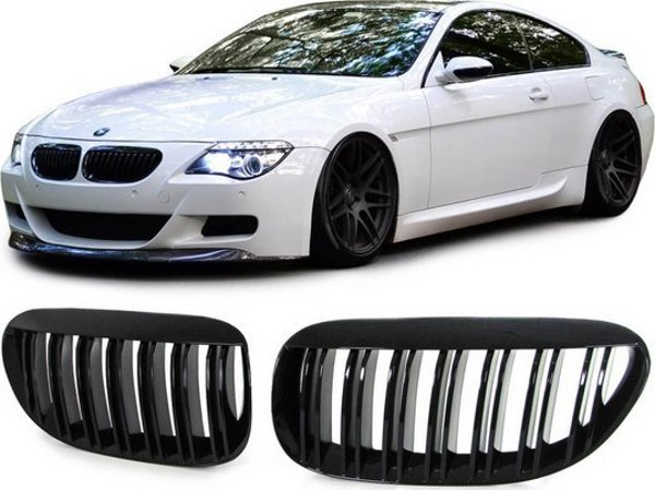 MTuning Σπορ γρίλια διπλά πτερύγια Gloss Black BMW 6 E63 E64 2003-2010