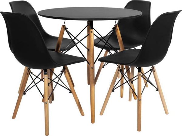 Mufart Okragly stol ETT do kuchni, jadalni, salonu 80cm - Czarny