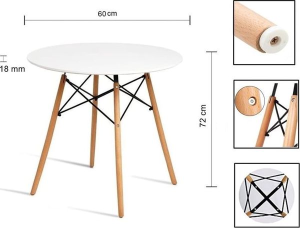 Mufart Στρογγυλό τραπέζι ETT 60cm Λευκό