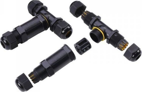 Συστολή καλωδίων βιδωτή διακλαδωτική 8-12mm2 450V 24A μαύρη IP68 5978