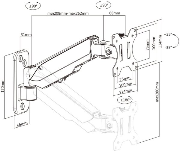 Multibrackets MB-0013 TV sienas grozāmais  kronšteins televizoriem līdz 32" / 1-8 kg
