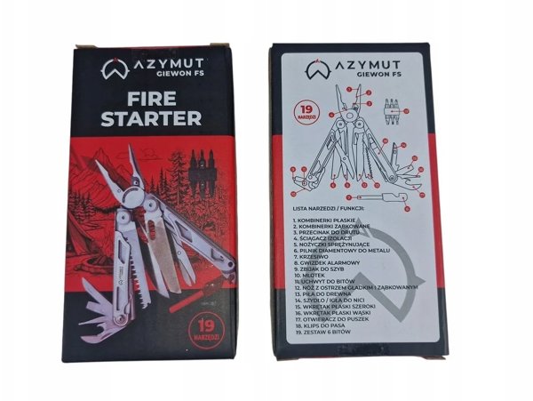 Multitool AZYMUT Giewon FS - Fire Starter - 19 εργαλεία - πυρίτιδα + σφυρίχτρα + θήκη μέσης (H2038A)