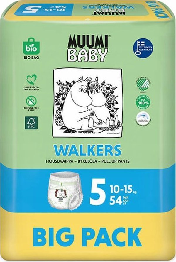 Muumi Baby, Οικολογικές πάνες-βρακάκια 5 (10-15kg), 54 τεμ. BIG PACK