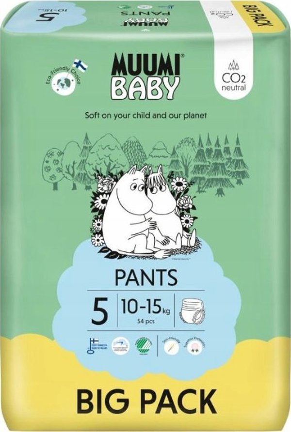 Muumi Baby, Οικολογικές πάνες-βρακάκια 5 (10-15kg), 54 τεμ. BIG PACK