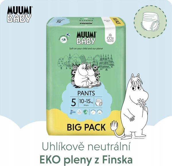 Muumi Baby, Οικολογικές πάνες-βρακάκια 5 (10-15kg), 54 τεμ. BIG PACK