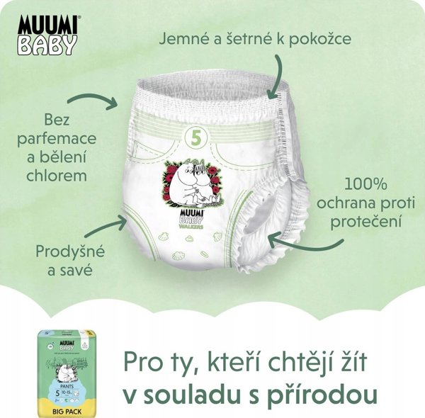 Muumi Baby, Οικολογικές πάνες-βρακάκια 5 (10-15kg), 54 τεμ. BIG PACK