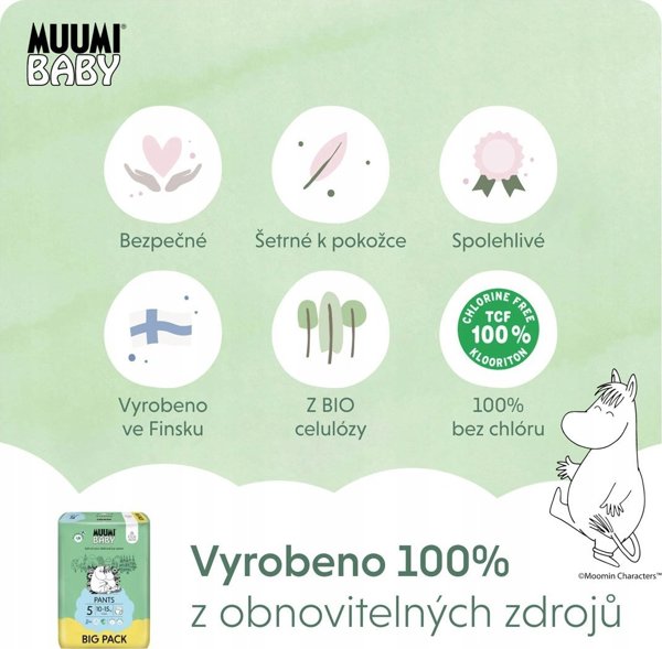 Muumi Baby, Οικολογικές πάνες-βρακάκια 5 (10-15kg), 54 τεμ. BIG PACK
