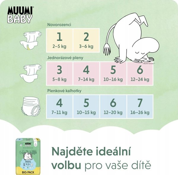 Muumi Baby, Οικολογικές πάνες-βρακάκια 5 (10-15kg), 54 τεμ. BIG PACK