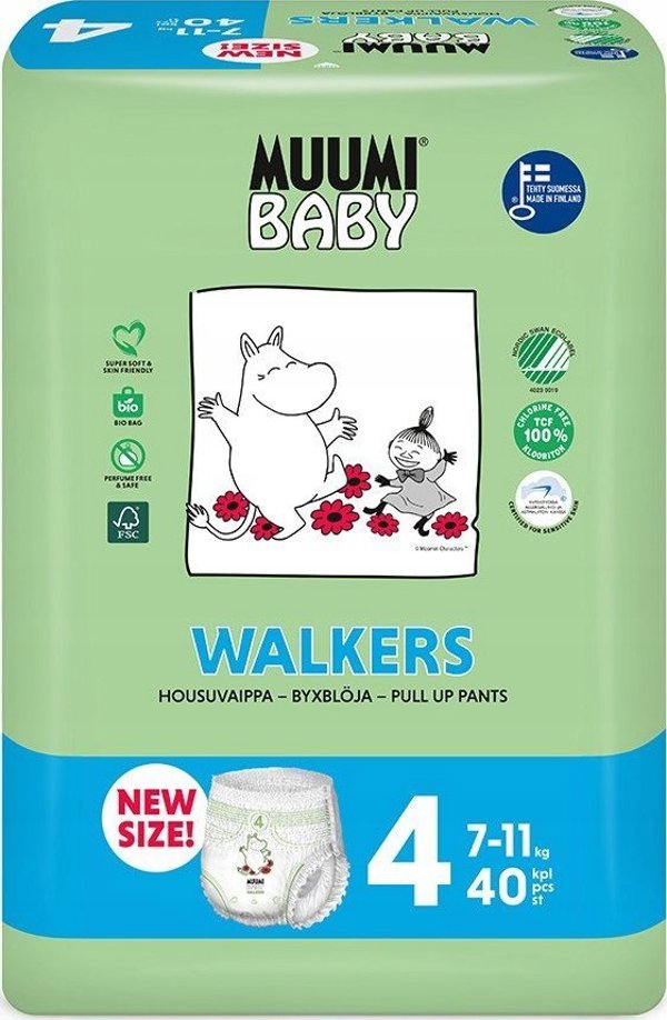 Muumi Baby, Οικολογικές πάνες-βρακάκια 4 (7-11kg), 40 τεμ.