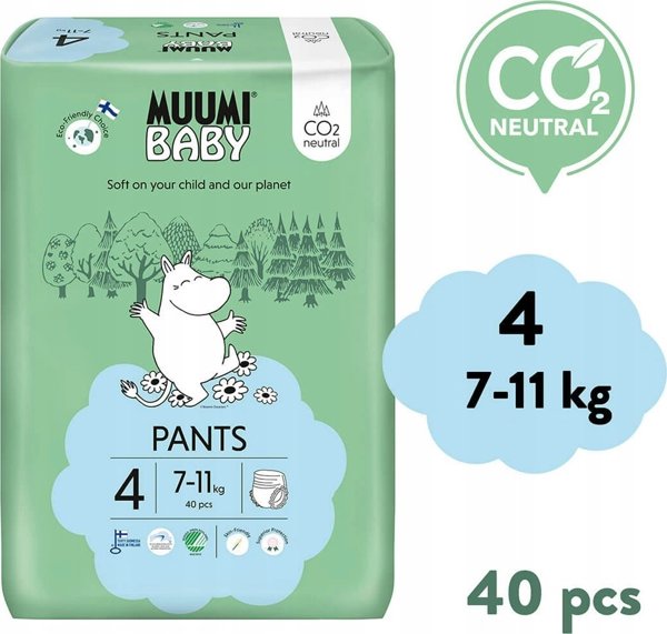 Muumi Baby, Οικολογικές πάνες-βρακάκια 4 (7-11kg), 40 τεμ.