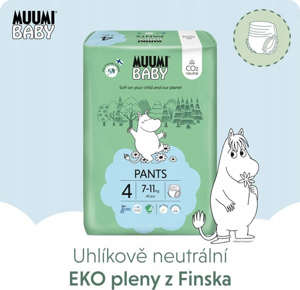 Muumi Baby, Οικολογικές πάνες-βρακάκια 4 (7-11kg), 40 τεμ.