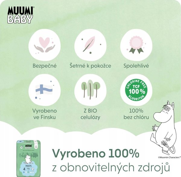Muumi Baby, Οικολογικές πάνες-βρακάκια 4 (7-11kg), 40 τεμ.