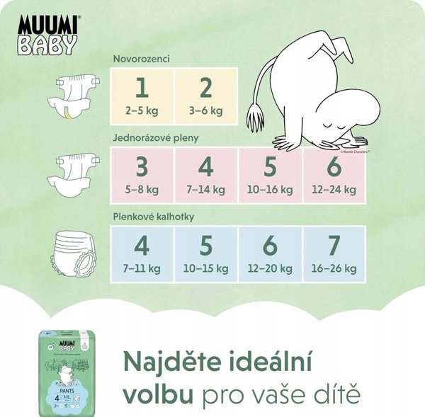 Muumi Baby, Οικολογικές πάνες-βρακάκια 4 (7-11kg), 40 τεμ.