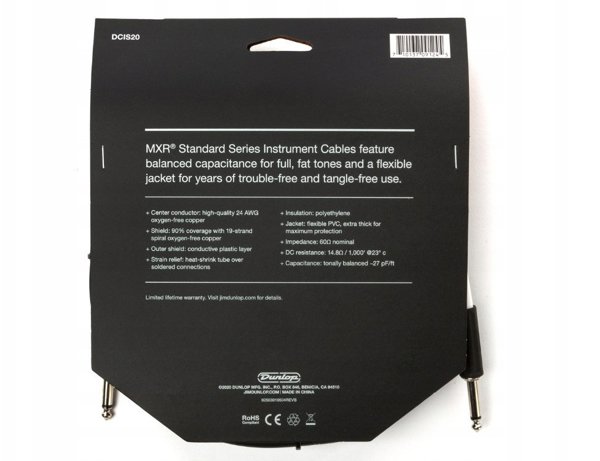 Καλώδιο οργάνου MXR Standard 6 m, μαύρο