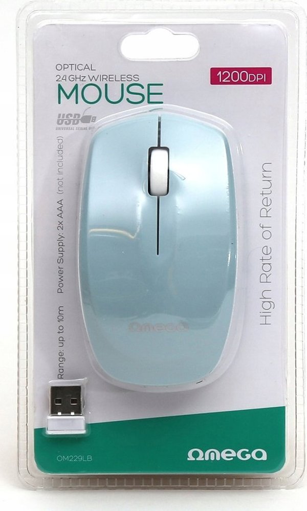 Ασύρματο ποντίκι Omega OMEGA MYSZ BEZPRZEWODOWA MOUSE WIRELESS 1200DPI LIGHT BLUE [45867]