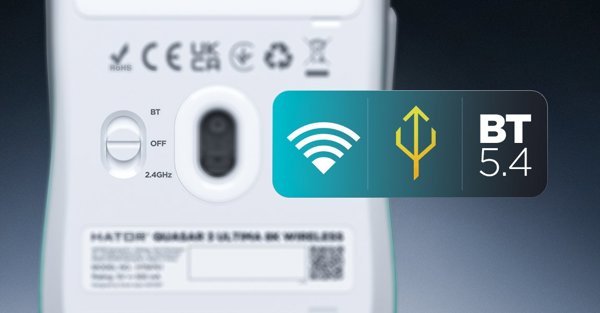 Hator Quasar 3 Ultima 8K Wireless Gaming Ποντίκι, 30000 DPI, RF Wireless, Bluetooth & USB Type-C, Μαύρο
