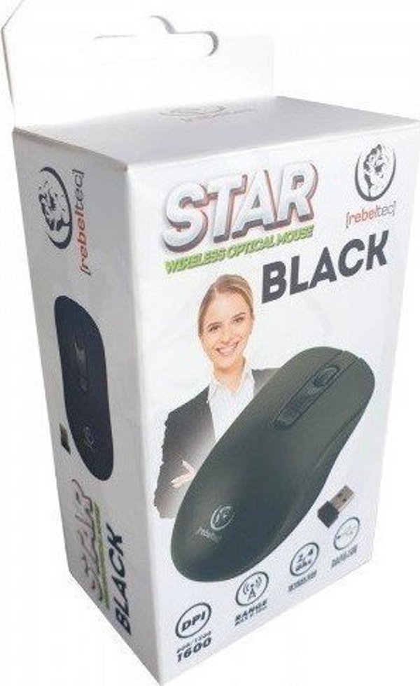 Rebeltec Star Ασύρματο Ποντίκι 2.4GHz, Οπτικός Αισθητήρας 1600 DPI, 4 Κουμπιά, Nano USB Δέκτης