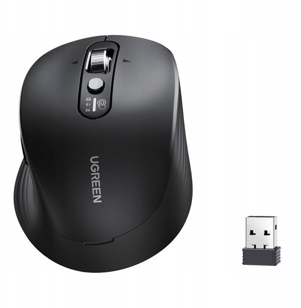 Mysz bezprzewodowa UGREEN M752 Bluetooth 5.4 + 2.4 GHz 2xAA (czarna)
